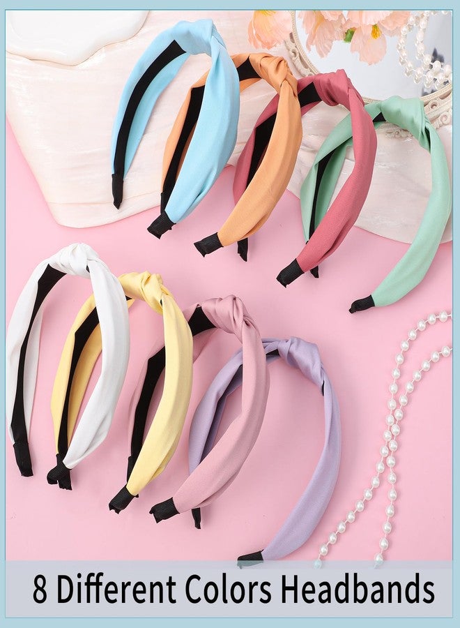 obeoby 8Pcs Headbands for Women, Knotted Headbands Valentines Day Gifts for Teen Girls Light Solid Color Series Hair Accessories Trendy Stuff - Image 5